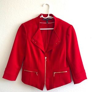 Red zip blazer from White House Black Market